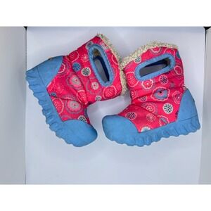 Bogs Rebound Baby Girl's Blue Pink Floral Winter Boots Size 4